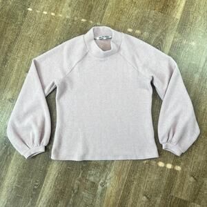 Walter Baker Puff Sleeve Mock Neck Sweater Pink Long Sleeve